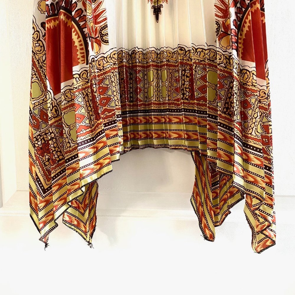 Pleated And Patterned Trapeze A-Line Sleeveless H… - image 5